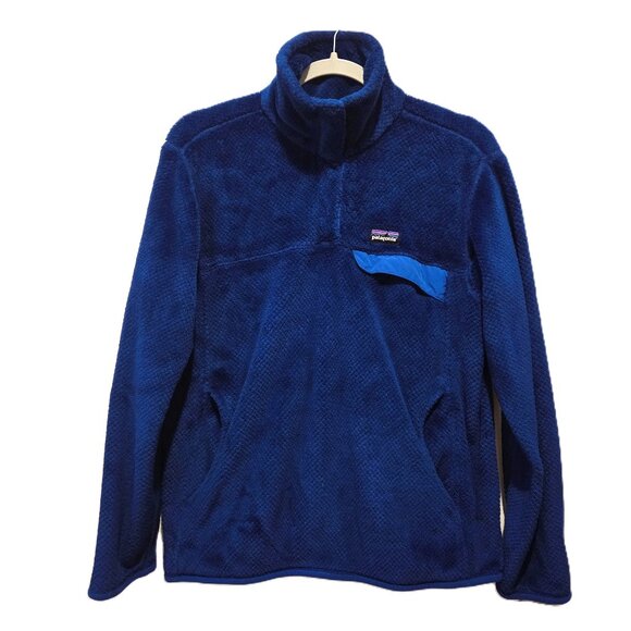 Patagonia Tops - Patagonia Blue Re-Tool Snap-T Fleece Pullover Polartec Fluffy Womens Large